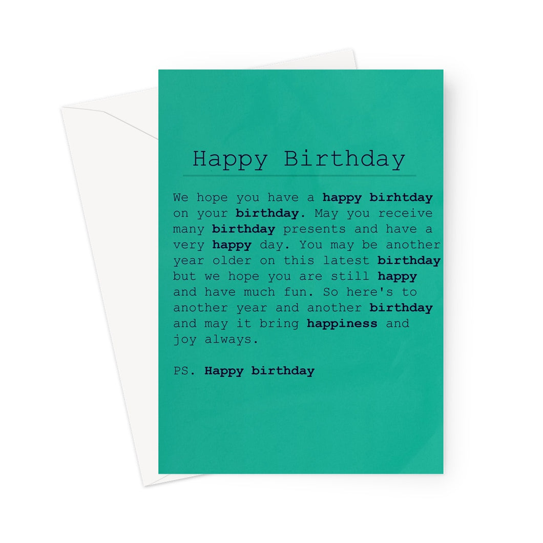 Birthday Keyword Spam Green Greeting Card