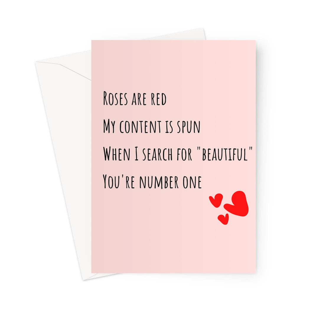 Roses are red, you're number one Valentine's Day Card Greeting Card